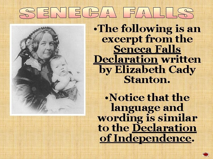  • The following is an excerpt from the Seneca Falls Declaration written by