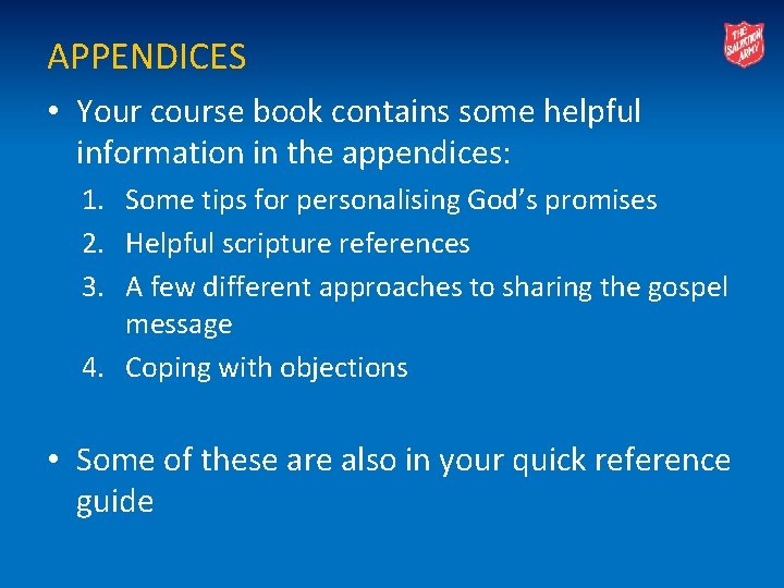 APPENDICES • Your course book contains some helpful information in the appendices: 1. Some