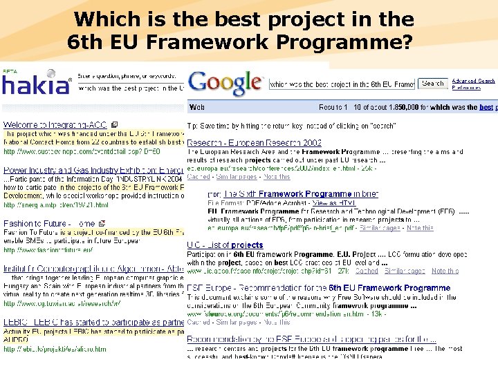 Which is the best project in the 6 th EU Framework Programme? 