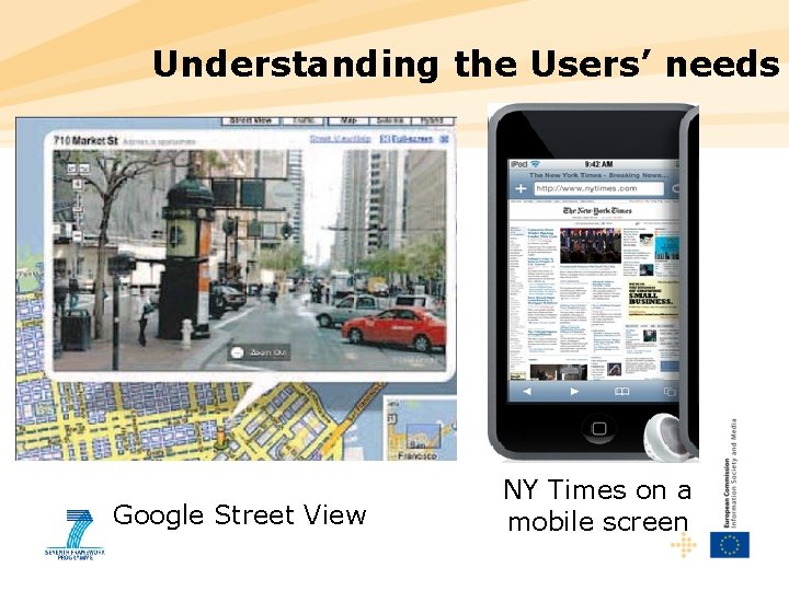 Understanding the Users’ needs Google Street View NY Times on a mobile screen 