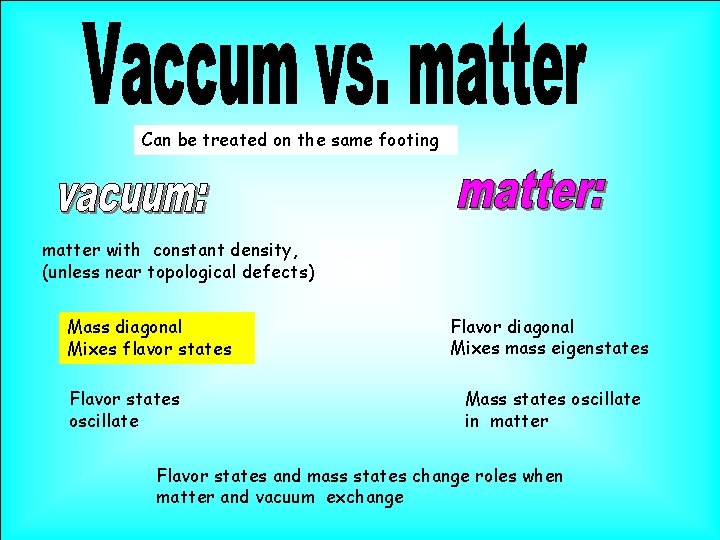 Can be treated on the same footing matter with constant density, (unless near topological