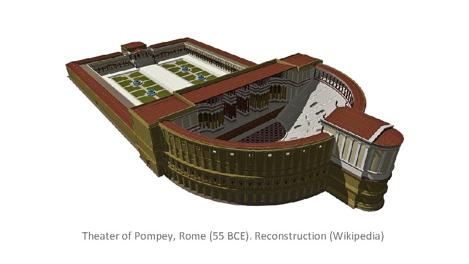 Theater of Pompey, Rome (55 BCE). Reconstruction (Wikipedia) 