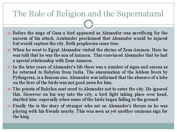 The Role of Religion and the Supernatural Before the siege of Gaza a bird