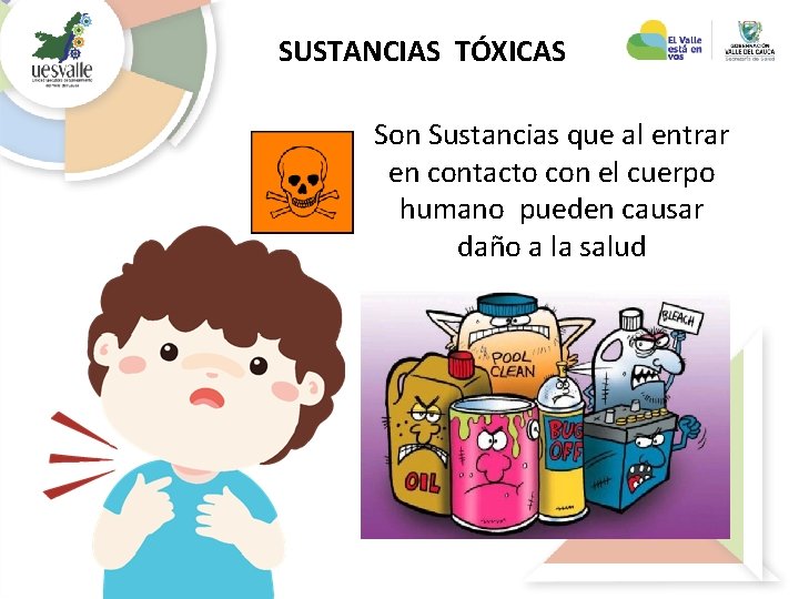 SUSTANCIAS TÓXICAS Son Sustancias que al entrar en contacto con el cuerpo humano pueden SUSTANCIAS TÓXICAS Son Sustancias que al entrar en contacto con el cuerpo humano pueden