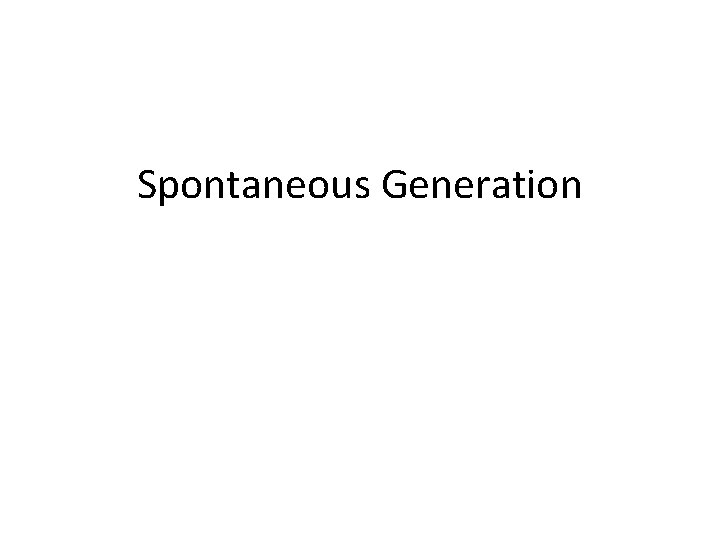 Spontaneous Generation 