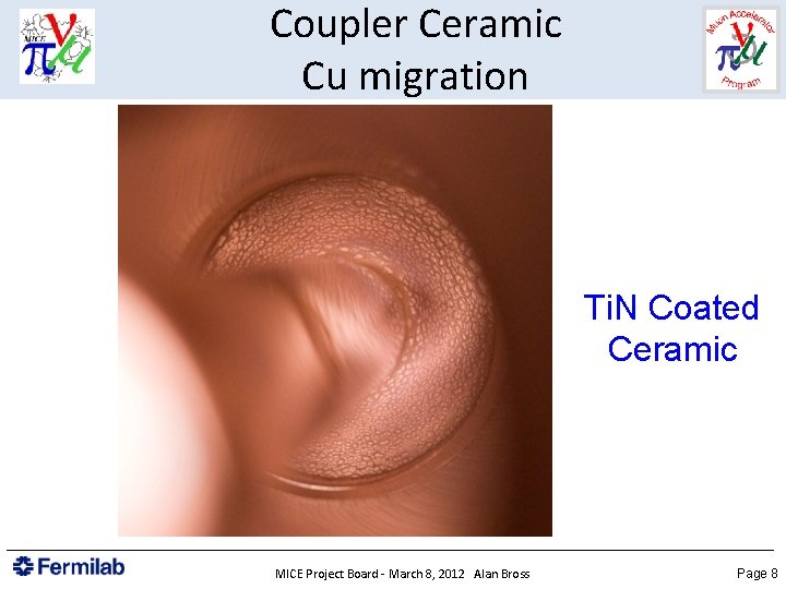 Coupler Ceramic Cu migration Ti. N Coated Ceramic MICE Project Board - March 8,
