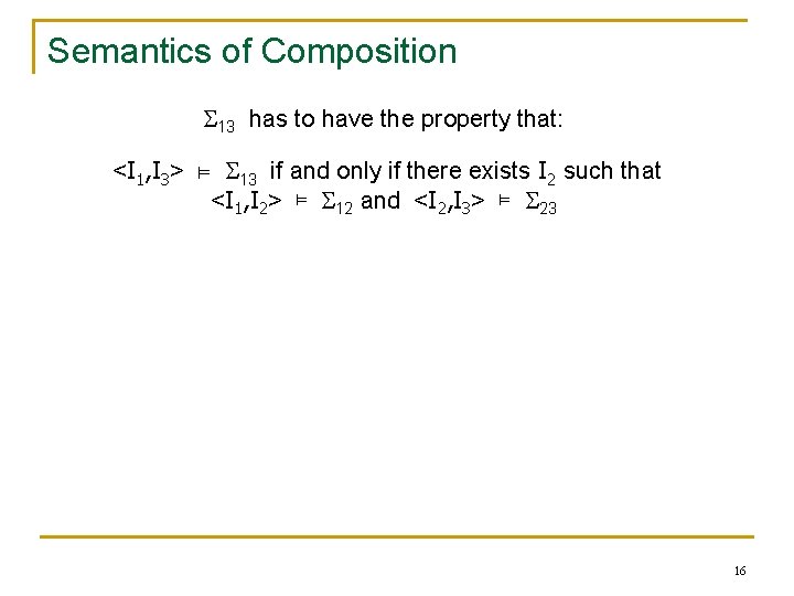 Semantics of Composition 13 has to have the property that: <I 1, I 3>