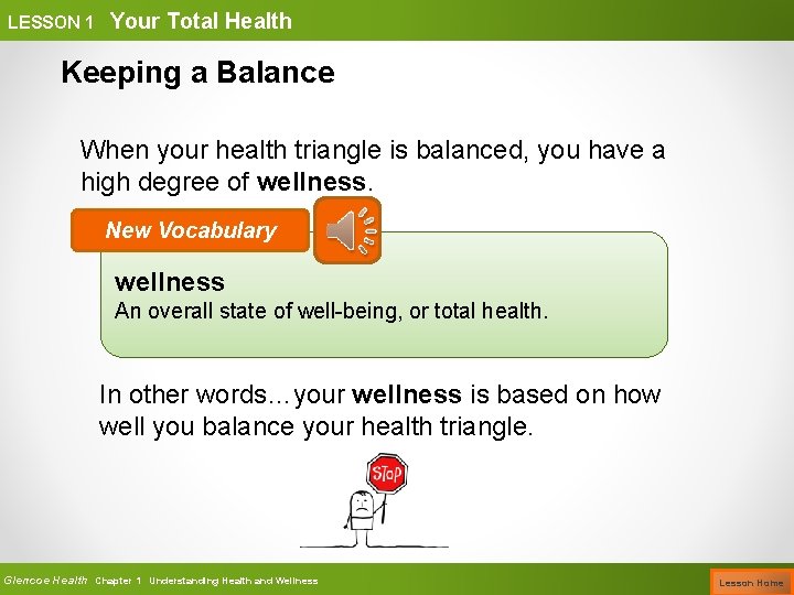 LESSON 1 Your Total Health Keeping a Balance When your health triangle is balanced,