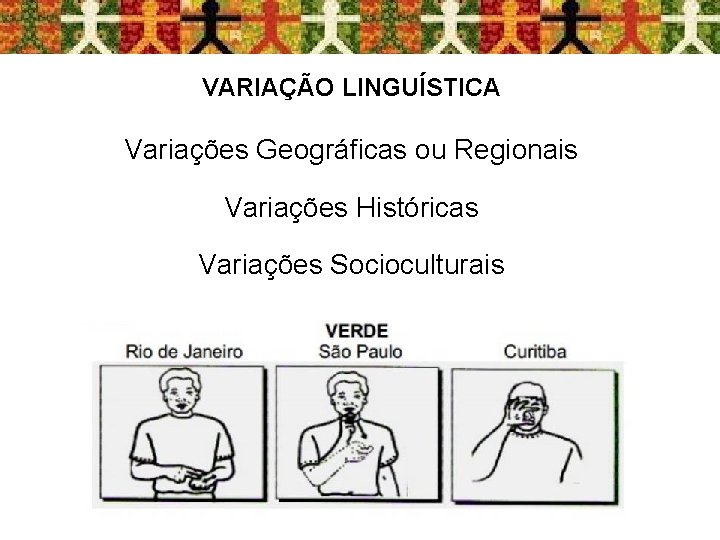 VARIAÇÃO LINGUÍSTICA Variações Geográficas ou Regionais Variações Históricas Variações Socioculturais 