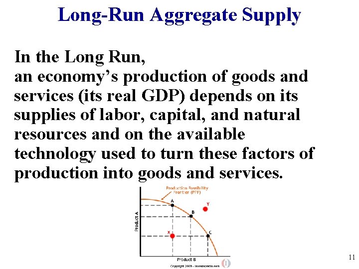 Long-Run Aggregate Supply In the Long Run, an economy’s production of goods and services