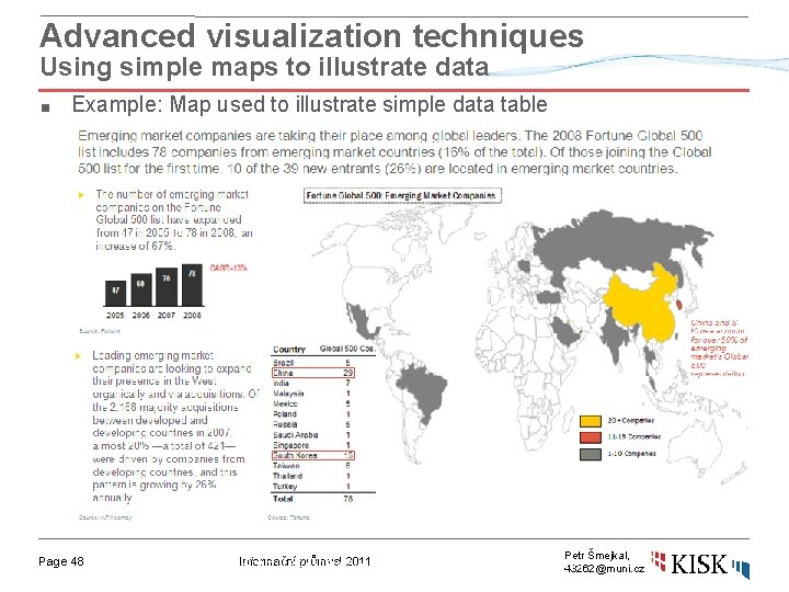 Advanced visualization techniques Using simple maps to illustrate data ■ Example: Map used to