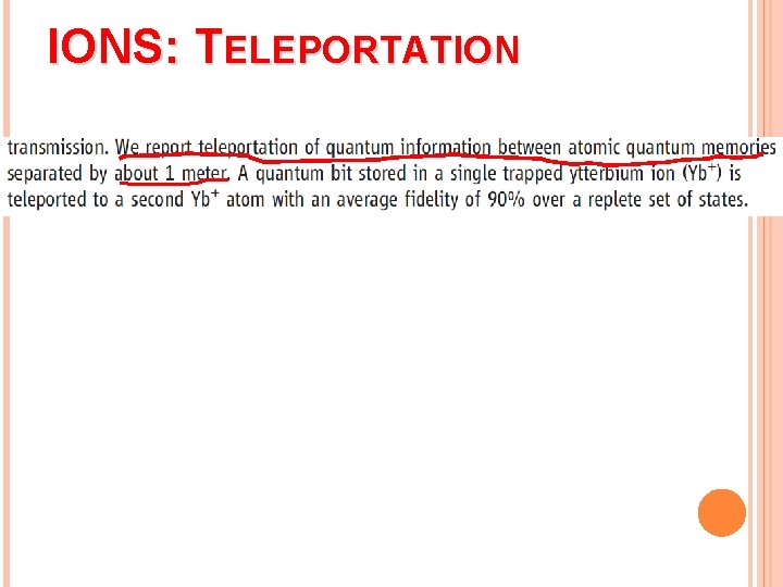 IONS: TELEPORTATION 