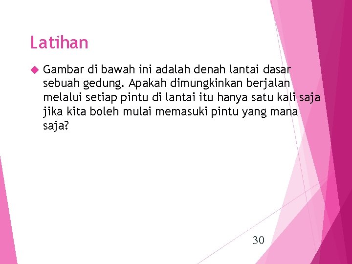 Latihan Gambar di bawah ini adalah denah lantai dasar sebuah gedung. Apakah dimungkinkan berjalan