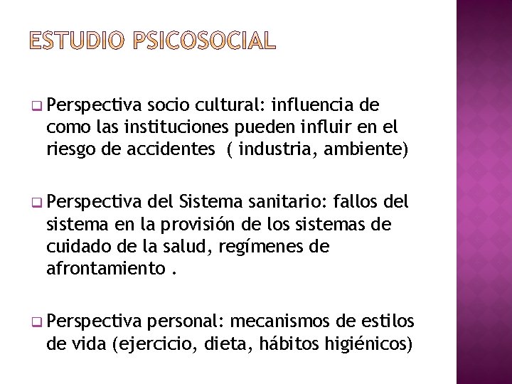 q Perspectiva socio cultural: influencia de como las instituciones pueden influir en el riesgo