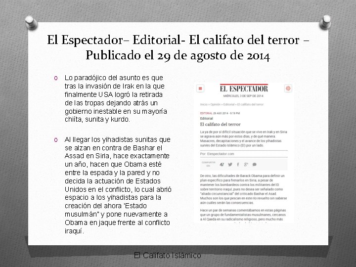 El Espectador– Editorial- El califato del terror – Publicado el 29 de agosto de