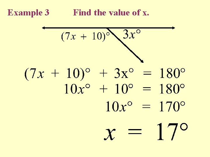 Example 3 Find the value of x. Example 3 Find the value of x.