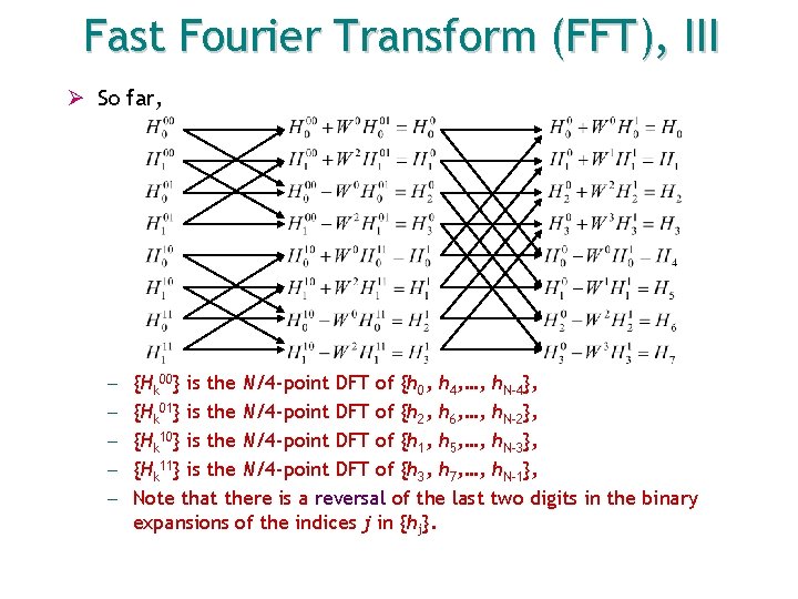 Fast Fourier Transform (FFT), III Ø So far, – – – {Hk 00} is