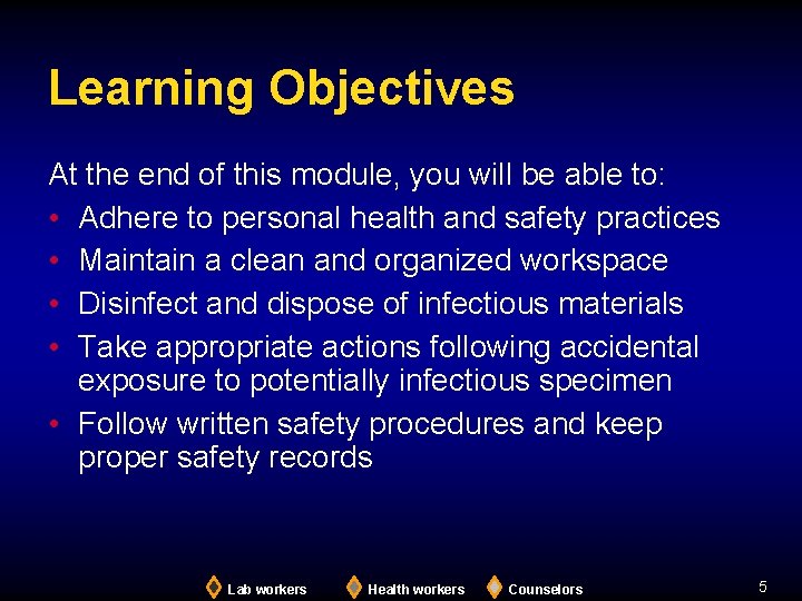 Learning Objectives At the end of this module, you will be able to: •