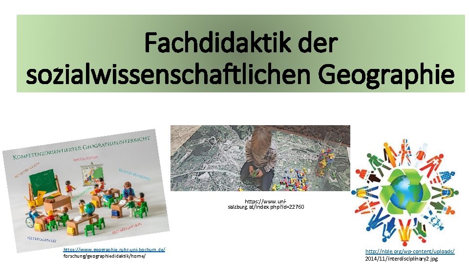 Fachdidaktik der sozialwissenschaftlichen Geographie https: //www. unisalzburg. at/index. php? id=22760 https: //www. geographie. ruhr-uni-bochum.