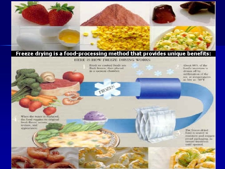 Freeze drying is a food-processing method that provides unique benefits: 