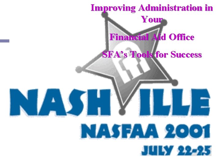 Improving Administration in Your Financial Aid Office SFA’s Tools for Success 1 