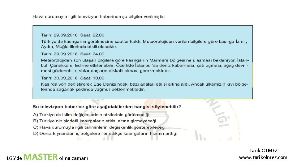 LGS’de MASTER olma zamanı Tarık ÖLMEZ www. tarikolmez. com 