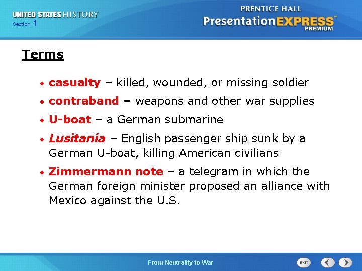 125 Section Chapter Section 1 Terms • casualty – killed, wounded, or missing soldier