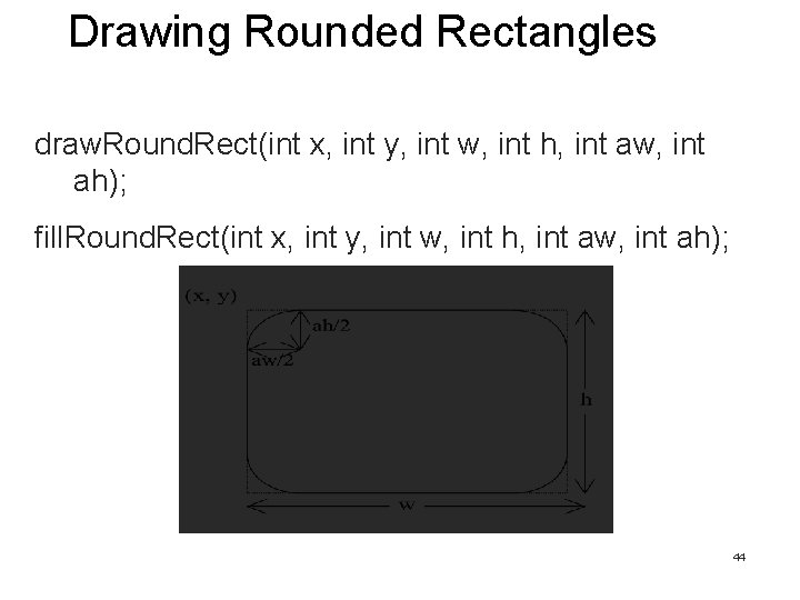 Drawing Rounded Rectangles draw. Round. Rect(int x, int y, int w, int h, int Drawing Rounded Rectangles draw. Round. Rect(int x, int y, int w, int h, int
