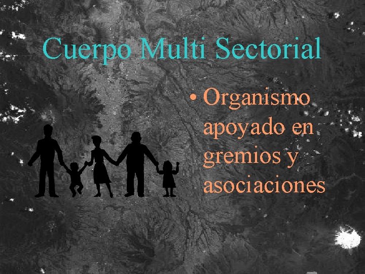 Cuerpo Multi Sectorial • Organismo apoyado en gremios y asociaciones 