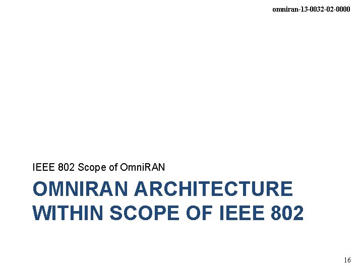 omniran-13 -0032 -02 -0000 IEEE 802 Scope of Omni. RAN OMNIRAN ARCHITECTURE WITHIN SCOPE