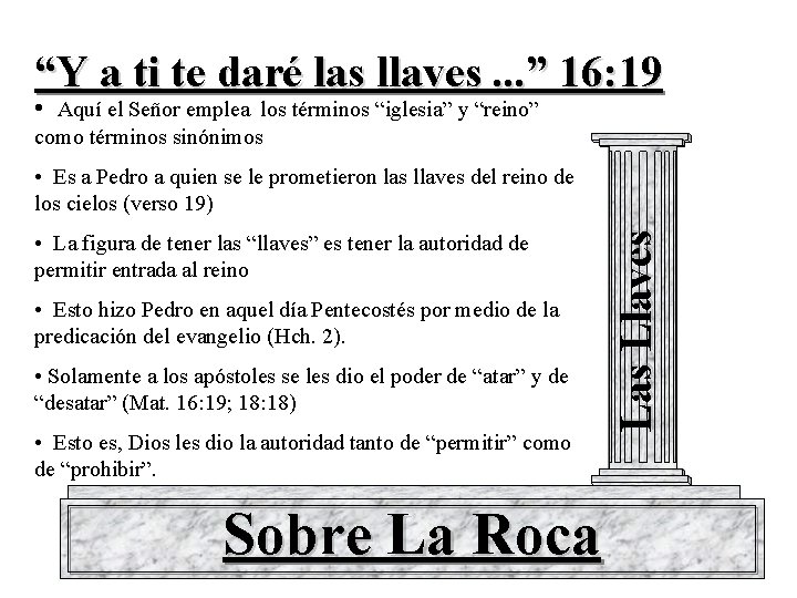 “Y a ti te daré las llaves. . . ” 16: 19 • Aquí