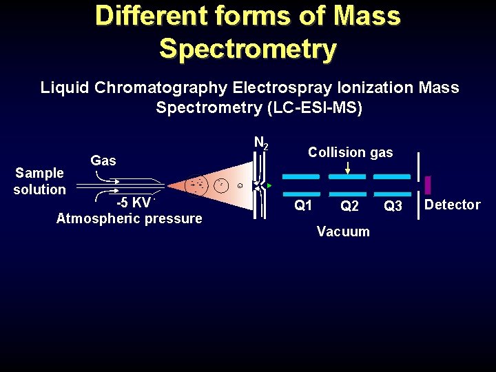 Different forms of Mass Spectrometry Liquid Chromatography Electrospray Ionization Mass Spectrometry (LC-ESI-MS) N 2 Different forms of Mass Spectrometry Liquid Chromatography Electrospray Ionization Mass Spectrometry (LC-ESI-MS) N 2