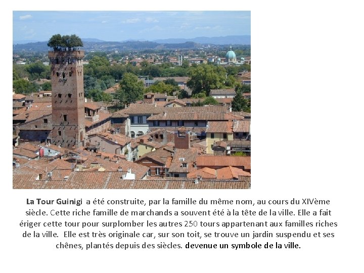 La Tour Guinigi a été construite, par la famille du même nom, au cours