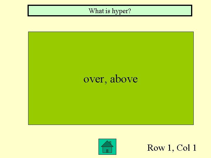 What is hyper? over, above Row 1, Col 1 