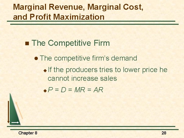 Marginal Revenue, Marginal Cost, and Profit Maximization n The Competitive Firm l The u