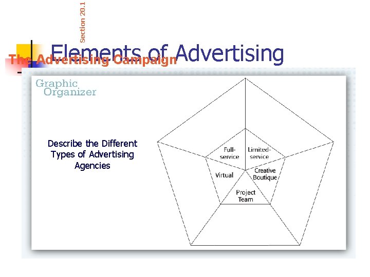 Section 20. 1 Elements of Advertising The Advertising Campaign Describe the Different Types of