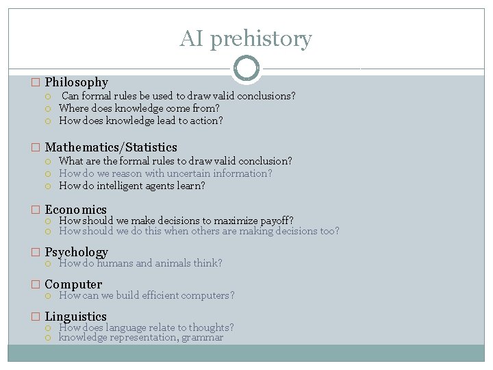 AI prehistory � Philosophy Can formal rules be used to draw valid conclusions? Where