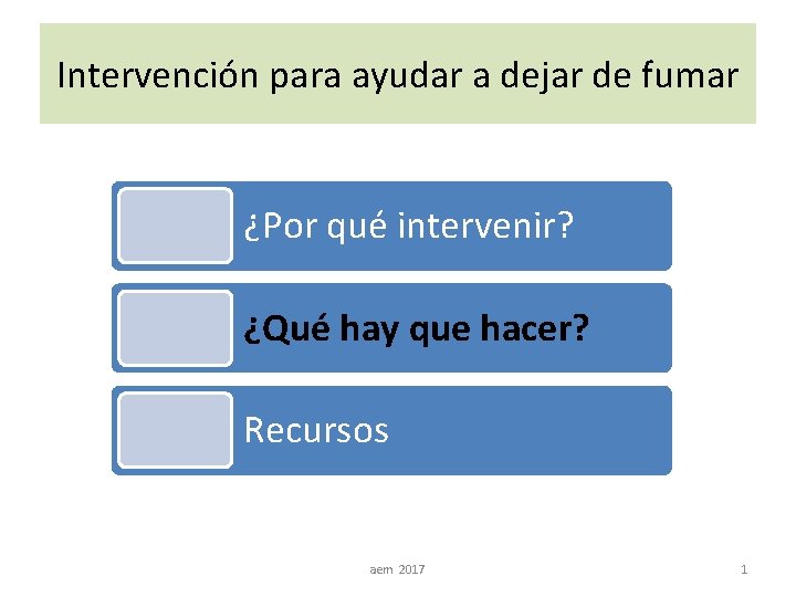 Intervención para ayudar a dejar de fumar ¿Por qué intervenir? ¿Qué hay que hacer?