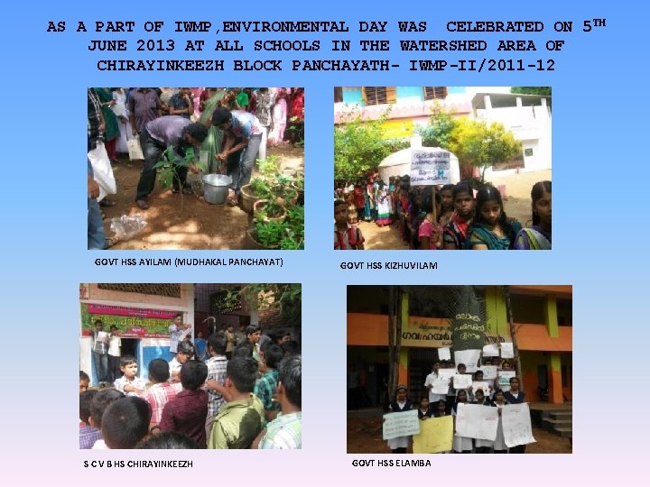 AS A PART OF IWMP, ENVIRONMENTAL DAY WAS CELEBRATED ON 5 TH JUNE 2013