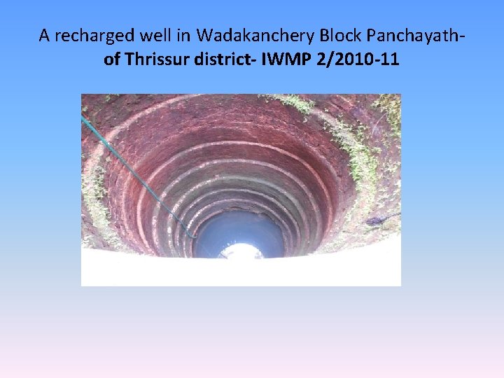 A recharged well in Wadakanchery Block Panchayathof Thrissur district- IWMP 2/2010 -11 