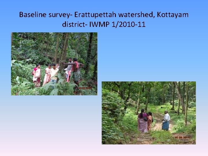 Baseline survey- Erattupettah watershed, Kottayam district- IWMP 1/2010 -11 