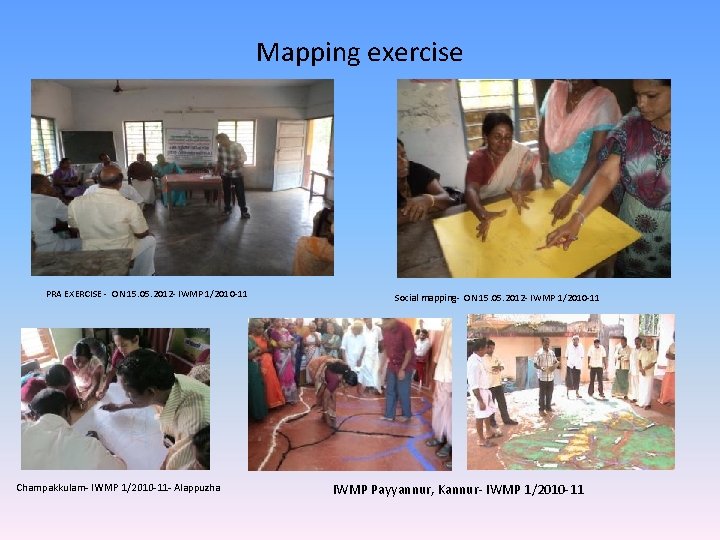 Mapping exercise PRA EXERCISE - ON 15. 05. 2012 - IWMP 1/2010 -11 Champakkulam-