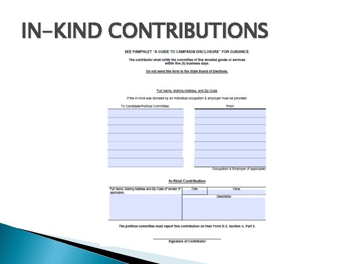 IN-KIND CONTRIBUTIONS 
