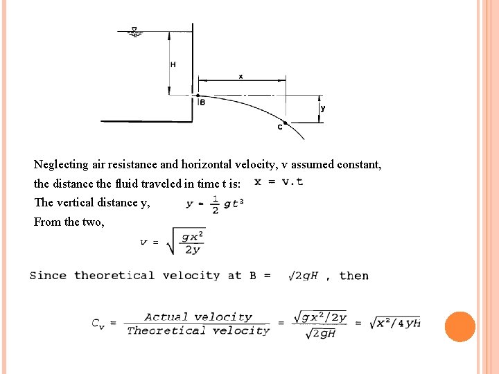 Neglecting air resistance and horizontal velocity, v assumed constant, the distance the fluid traveled