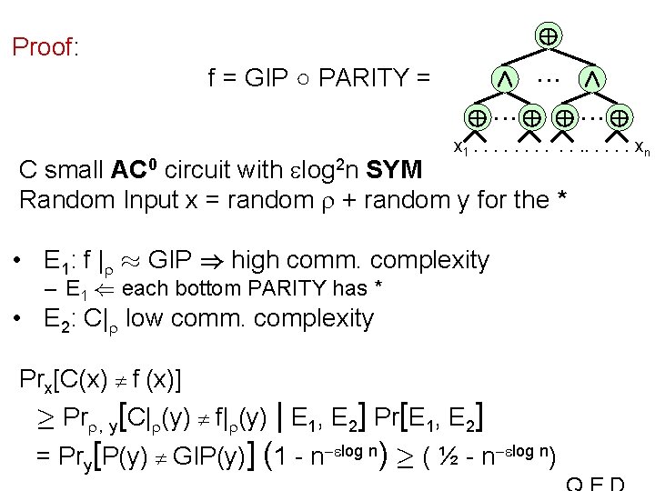 © Proof: f = GIP ○ PARITY = Æ Æ © © x 1.