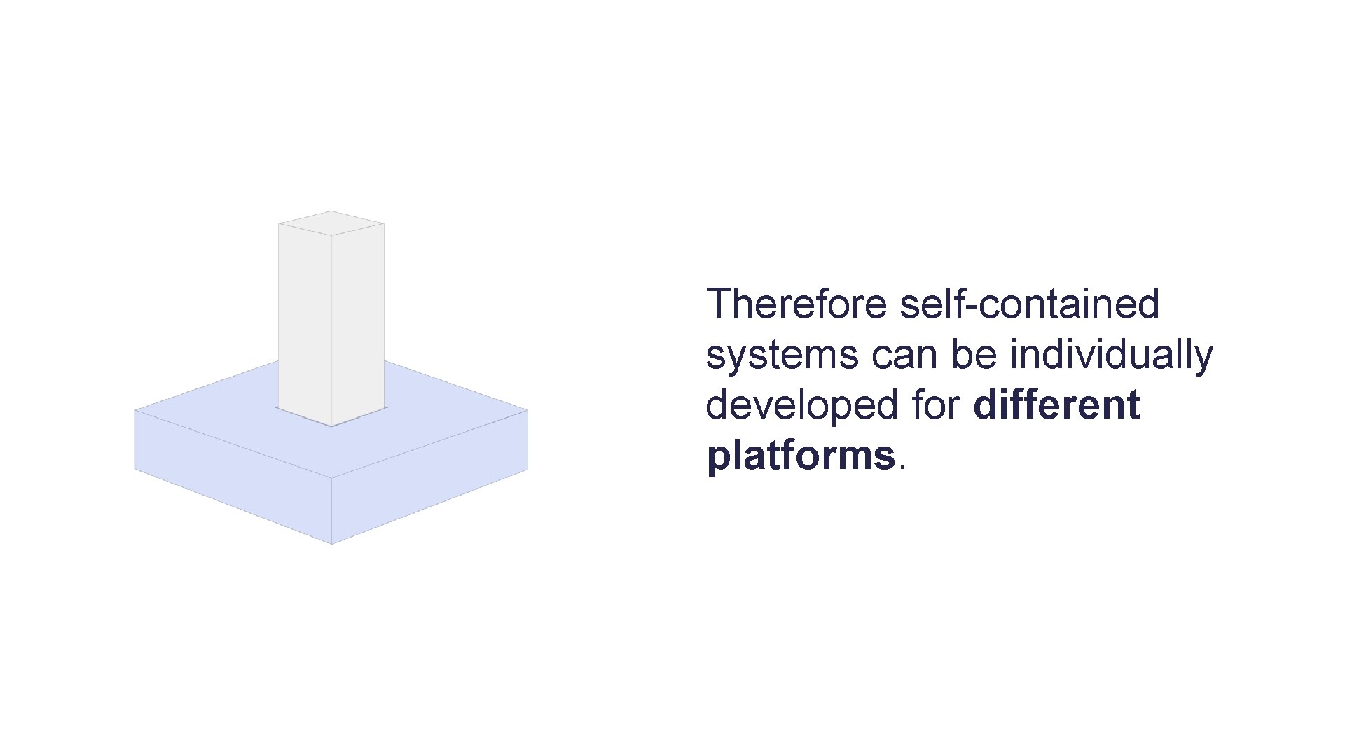 Therefore self-contained systems can be individually developed for different platforms. 
