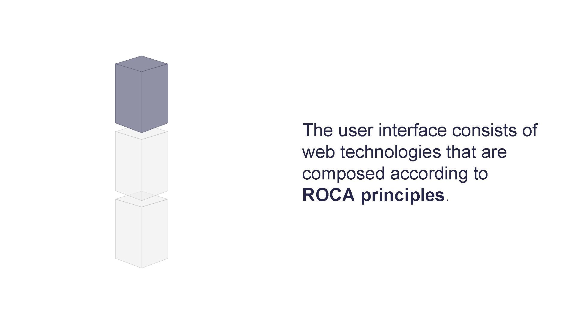 The user interface consists of web technologies that are composed according to ROCA principles.