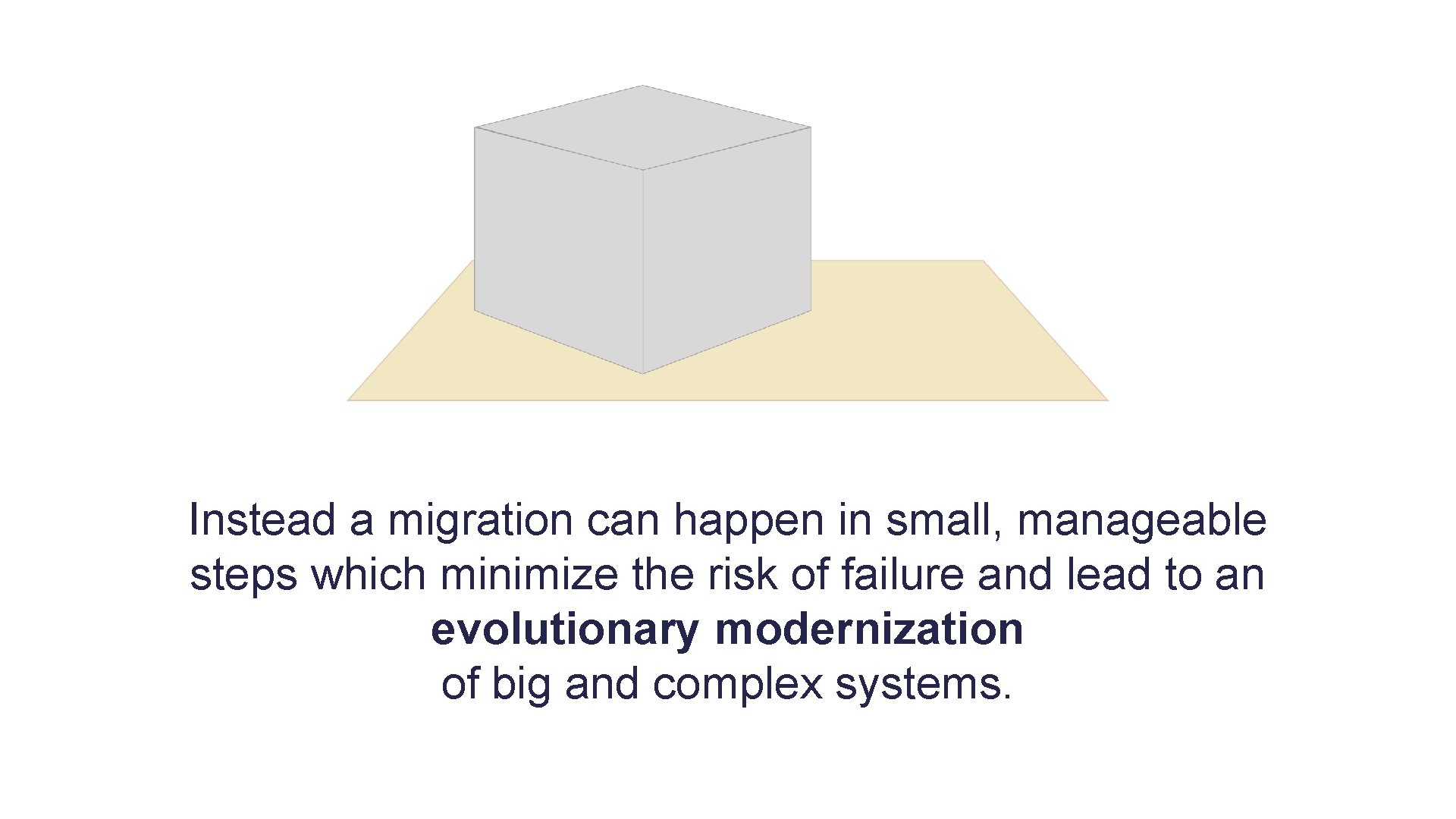 Instead a migration can happen in small, manageable steps which minimize the risk of