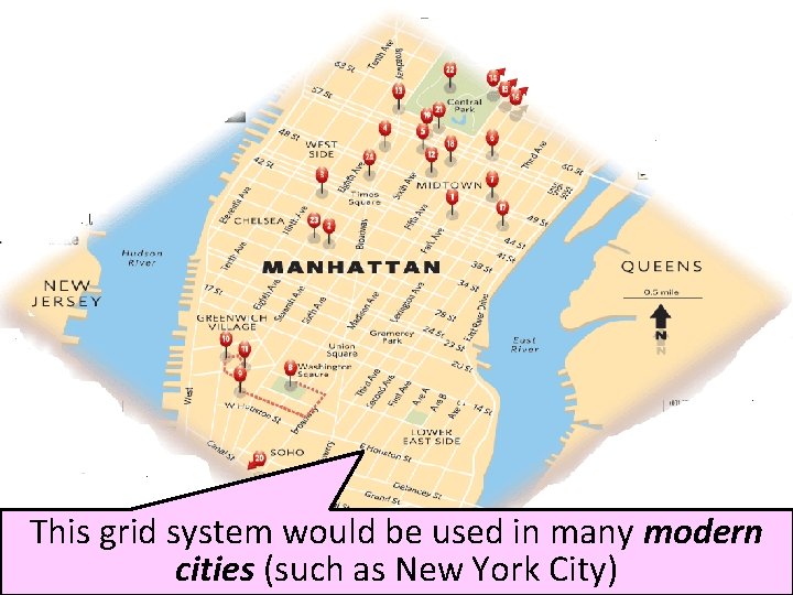 This grid system would be used in many modern cities (such as New York