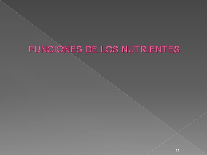 FUNCIONES DE LOS NUTRIENTES 14 
